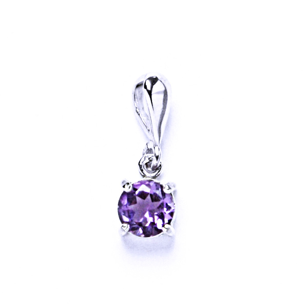 Stříbrný přívěsek, přírodní ametyst světlý 6 mm - P 1250/22